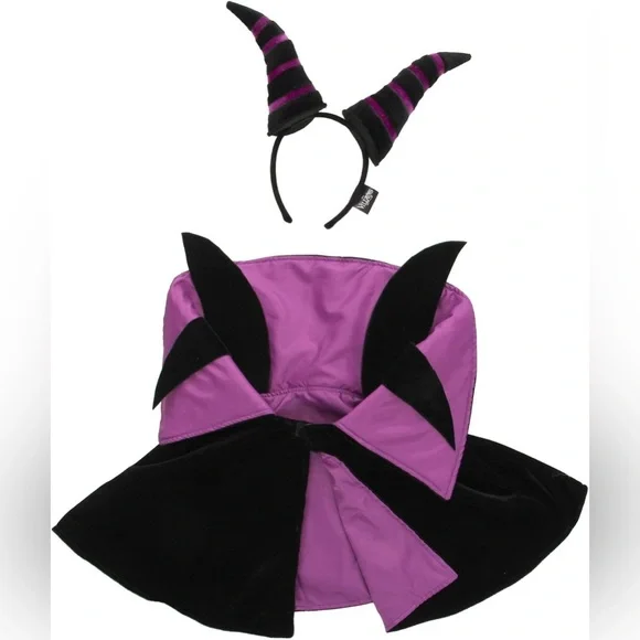 Dark Grunge Whimsigoth Halloween Costume Disney Villains Maleficent Horns & Cape - Picture 2 of 8